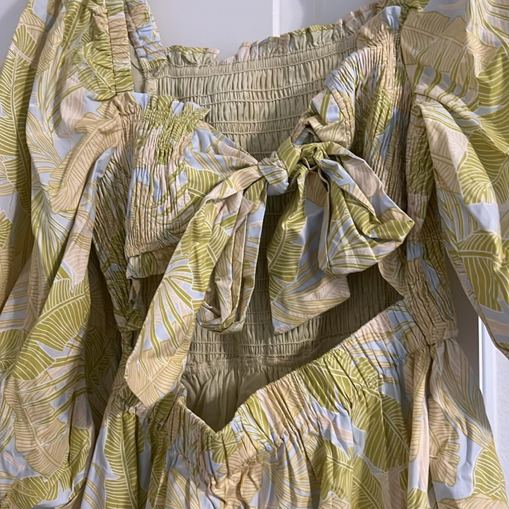 Karlie The impeccable Pig Tropical Leaf Poplin Smock Maxi Dress Large - Picture 4 of 10